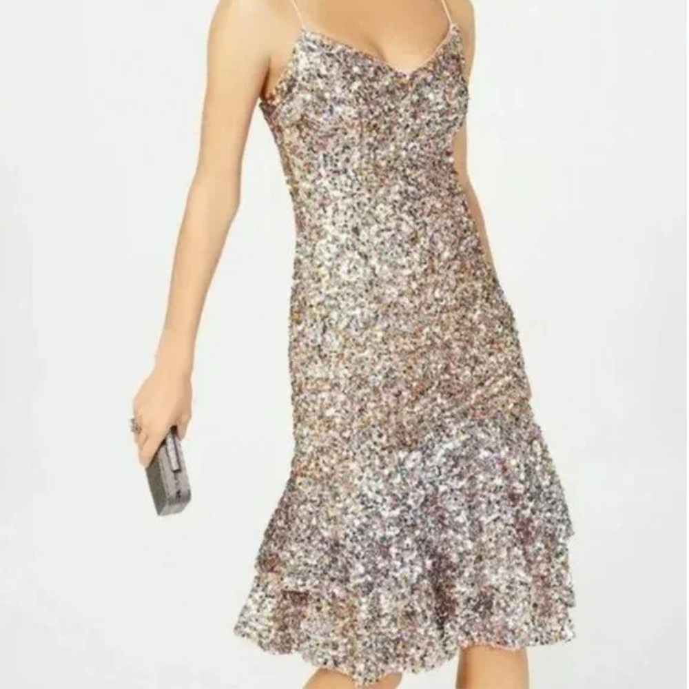 Adrianna Papell Sequin Midi Cocktail Dress - NWT Size 4